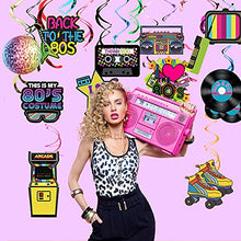 Load image into Gallery viewer, 80's Party Foil Swirl Decorations, Disco Rock Hippie Hanging Swirls Ceiling Decor for 1980s Theme Retro Party Supplies