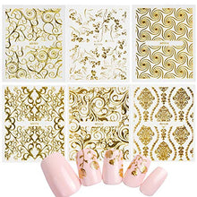 Load image into Gallery viewer, 20 Sheets 3D Gold Glitters Nail Stickers Nail Decals Nail Art Designs Self-Adhesive DIY Manicure Decoration Kit for Women Girls