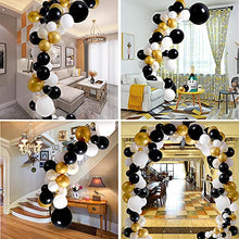 Load image into Gallery viewer, 103pcs Black Gold Confetti Party Balloons, 18inch Large Black White Balloons 12inch Birthday Graduation New Years Decorations with 4 Accessories Party Supplies Garland Arch Kit for Kids and Adults