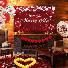 Load image into Gallery viewer, Balloons Engagement Party Decorations Kit - Marry Me Backdrop Banner Conteffi Balloon Led Tea Lights Candles Artificial Rose Pedals Love Propose Decoration Set Romantic Red Engaged