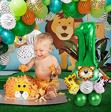 Load image into Gallery viewer, Jungle 1st Birthday Decorations Boys,AcnA Animal Safari Party Decorations with Jungle Safari Balloons,Animal balloons,40'' 1st Foil Balloon for Wild One Baby Boy First 1st Birthday Decoration recycled