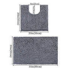 Load image into Gallery viewer, LUFENG Bath Mat Set 2 Pieces, 20 * 31'' Bathroom Mat and 20 * 20'' U Shape Toilet Rug with Non Slip Adhesive Bottom, Bath Rug for Floor Tub Shower Bedroom, Machine Washable (Dark Grey)