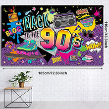 Load image into Gallery viewer, 90s Party Decorations for Adults 90's Backdrop Back to The 90's Themed Banner Hip Hop Graffiti Photography Background Wall Table Birthday Party Decoration Supplies