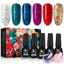 Load image into Gallery viewer, MILD EAST Gel Nail Polish Set - 6 Colors Pretty Glitter Colorful Soak Off UV/LED Gel Nail Kit with Gifts Box Manicure DIY Home Nail Art Salon Set