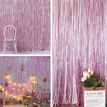 Load image into Gallery viewer, Geboor 3 Pack Metallic Tinsel Curtains 1 x 2.5m Fringe Foil Curtain for Wedding Birthday Party Door Windows Decorations Pink