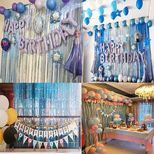 Load image into Gallery viewer, BRAVESHINE Blue Foil Fringe Curtain Party Backdrop, Metallic Tinsel Curtains Streamers Party Decor for Kids Frozen Unicorn Mermaid Decorations Baby Shower Ocean Theme Birthday Party (2Pack, 1x2.5m)