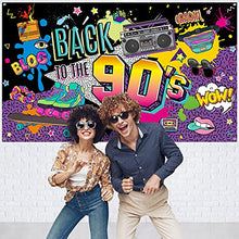 Load image into Gallery viewer, 90s Party Decorations for Adults 90's Backdrop Back to The 90's Themed Banner Hip Hop Graffiti Photography Background Wall Table Birthday Party Decoration Supplies