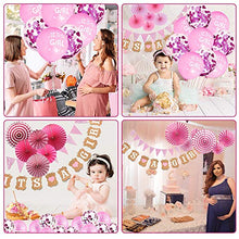 Load image into Gallery viewer, Baby Shower Decorations for Girls, 22 Pcs Pink Babyshower Decorations with 10pcs Balloons/Paper Bunting/IT'S A Girl Banner/6pcs Paper Fans/4 Roll Ribbon for Baby Girl Party Decoration