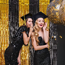 Load image into Gallery viewer, AILEXI 3 Pack Metallic Tinsel Curtains Foil Fringe Shimmer Streamers Curtain Door Window Decoration for Party Supplies 3ft*8ft - BlackGold
