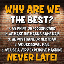 Load image into Gallery viewer, FoxyPrinting 15 Personalised face masks - Choose DIY or ready to wear for your custom photo masks perfect for birthday party's, stag do or hen party (DIY - Cut Out Yourself)