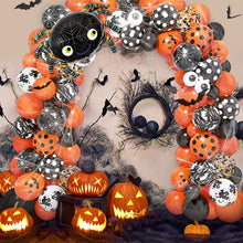 Load image into Gallery viewer, YHmall 125Pcs Halloween Balloons Arch Garland Kit Black Orange Balloons Confetti Latex Balloons with Pumpkin Ghost Bat Spiders Eyeballs for Kids Children Theme Party Decoration