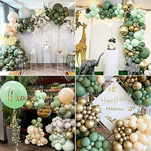 Load image into Gallery viewer, Sage Green Balloon Arch Kit, 108 Pcs Olive Green Balloon Garland Arch Kit with White Gold Metallic Latex Balloon Decoration for Boys Girls Baby Shower, Birthday Party,Jungle Safari Party Decoration