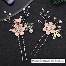 Load image into Gallery viewer, 4pcs Wedding Hair Comb Rhinestone Pearl Hair Pins for Women, Light Rose Gold Wedding Hair Clip Rhinestone Bridal Comb Barrette, Wedding Hair Accessories Headpiece
