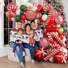 Load image into Gallery viewer, Christmas Balloon Arch Kit, 126PCS Christmas Arch with Red and White Christmas Balloons, Candy Cane Foil Balloons, Christmas Balloon Garland Arch Kit for New Year Xmas Holiday Party Decor