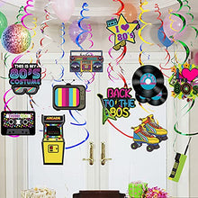 Load image into Gallery viewer, 80's Party Foil Swirl Decorations, Disco Rock Hippie Hanging Swirls Ceiling Decor for 1980s Theme Retro Party Supplies