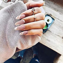 Load image into Gallery viewer, Medium Length Almond Press on Nails with Designs,Nude White Stripes Acrylic Nails Press on,Stick on Nails for Women,Artificial Glue on Nails, Abstract Fake Nails for Nail Art Manicure Decoration