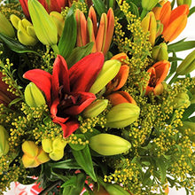 Load image into Gallery viewer, Homeland Florists Asiatic Lily Fresh Flowers Delivered, Send a Luxury Bouquet with Free UK Next Day Delivery, Gift Wrapped & Handwritten Card, Yellow Orange