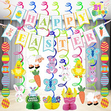 Load image into Gallery viewer, JOYIN 31 PCS Easter Decorations Egg Bunny Foil Swirl Party Hanging Decoration Mega Value Kit for Easter and Themed Party Decoration