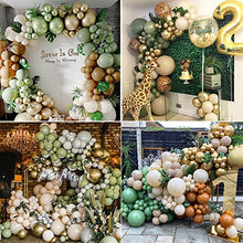 Load image into Gallery viewer, Jungle Safari Balloon Arch Kit, Safari Party Decorations Sage Green Balloon Garland Kit Green Balloons Coffee and Gold Balloons for Wild One 1st Birthday Decorations, Baby Shower Decorations