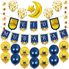 Load image into Gallery viewer, Eid Mubarak Ramadan Decorations, Eid Mubarak Banner Hanging Swirl Latex Balloon, Foil Balloons and Confetti Balloons for Ramadan Kareem Party Decorations Eid Ramadan Mubarak Supplies for Home Garden