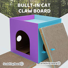 Load image into Gallery viewer, ULIGOTA Cardboard Cat House with Scratcher/Catnip Cardboard Box Cat Play House Cardboard Cat Bed for Indoor Cats, Space for Kitties