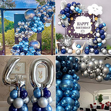 Load image into Gallery viewer, Blue Balloon Arch Kit,Navy Blue Arch Balloon Garland Kit Ballon Arch Maker Kit Dark Blue Metallic Sliver Balloons Black Agate Party Balloon Pack for Space Party Birthday Baby Shower Ramadan Mubarak