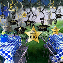 Load image into Gallery viewer, HOWAF Graduation Hanging Swirl Decorations, 28pcs Black and Gold Congrats Grad Hanging Ceiling Decorations for College Ceremony School Prom Grad Party Decoration Supplies