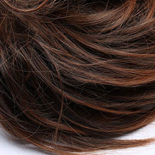 Load image into Gallery viewer, Scrunchie Scrunchy Hair Bun Extensions Curly Messy - Light Auburn & Dark Brown - Synthetic Chignon Ombre Ponytail Donut Harpiece