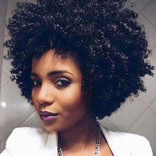 Load image into Gallery viewer, PORSMEER Human Hair Afro Wigs for Black Women Short Kinky Curly Bob Wigs 150% Density 100% Brazilian Real Hair Natural Black (1B)
