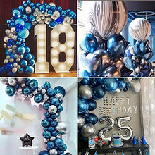 Load image into Gallery viewer, Blue Balloon Arch Kit,Navy Blue Arch Balloon Garland Kit Ballon Arch Maker Kit Dark Blue Metallic Sliver Balloons Black Agate Party Balloon Pack for Space Party Birthday Baby Shower Ramadan Mubarak