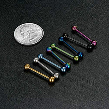 Load image into Gallery viewer, VCMART 7 Pieces Titanium Anodized Surgical Steel Tongue Bars Nipple Ring Body Piercing (16mm)