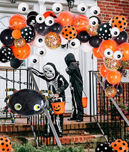 Load image into Gallery viewer, Halloween Balloon Arch - Halloween Balloon Garland Black Orange Confetti Latex Halloween Balloons with Spider Balloon for Kids Halloween Party Decorations Kit 121 Pack