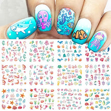 Load image into Gallery viewer, Firot Summer Ocean Nail Stickers Nail Art Water Transfer Decals Summer Nail Art Supplies Ocean Design Sticker Acrylic Nails Mixed Shapes Nail Ocean Shell Starfish Sea Animals 12 Sheets