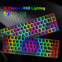Load image into Gallery viewer, 60% Mechanical Gaming Keyboard Compact Type C Wired 68 Keys LED Backlit USB Waterproof Keyboard 18 Chroma RGB Backlight Full Anti-ghosting Keys Compatible With PS4/PS5/Xbox/PC(Black/Blue switch)