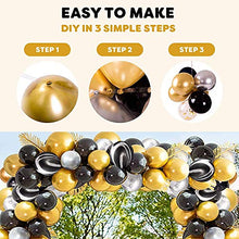 Load image into Gallery viewer, Black Gold Balloon Arch Kit, Chrome Black Gold and Silver Balloon Garland Arch Kit for Men Women Birthday Party Wedding Halloween, New Year, NYE, Eid Mubarak, Retirement, Graduation Party Decorations