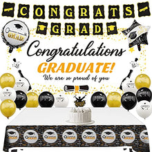 Load image into Gallery viewer, Zerodeco Graduation Decorations 2022 - Graduation Party Supplies Including Congrats Grad Banners, Tablecloth, Backdrop Sign, Cake Flag, Foil Star and Heart Balloons for Graduation Party Decorations