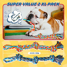 Load image into Gallery viewer, XL Dog Rope Toys for Aggressive Chewers - Set of 2 Heavy Duty XL Dog Rope Toy for Large Breed Puppy- 100% Cotton Strong, Sturdy Rope - Medium and Large Dogs for Chewing, Teething, Tug of War