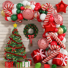 Load image into Gallery viewer, Christmas Balloon Arch Kit, 126PCS Christmas Arch with Red and White Christmas Balloons, Candy Cane Foil Balloons, Christmas Balloon Garland Arch Kit for New Year Xmas Holiday Party Decor