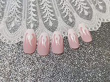 Load image into Gallery viewer, BABALAL 24Pcs Medium Coffin Fake Nails Pink White Flame False Nails Glossy Ballerina Press on Nails for Women and Girls