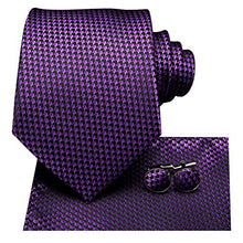 Load image into Gallery viewer, Dubulle Mens Purple Tie Set Silk Necktie and Pocket Square with Cufflinks Gift Box, Un-3198, M