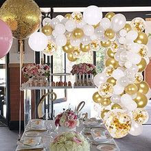 Load image into Gallery viewer, Balloon Arch Garland Kit, 102pcs White Gold Silver Birthday Party Decoration, 12pcs Confetti Balloon 90pcs Latex Balloon, Decoration Balloons for Birthday Wedding Christmas Baby Showers New Year