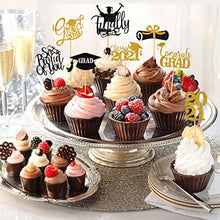 Load image into Gallery viewer, Giiffu 80PCS 2022 Graduation Cupcake Toppers Glitter Class of 2022 10 Styles Cupcake Picks for Graduation Party Toppers Cake Decorations Congrats Grad