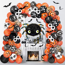 Load image into Gallery viewer, YHmall 125Pcs Halloween Balloons Arch Garland Kit Black Orange Balloons Confetti Latex Balloons with Pumpkin Ghost Bat Spiders Eyeballs for Kids Children Theme Party Decoration