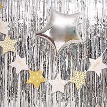 Load image into Gallery viewer, Geboor 3 Pack Metallic Tinsel Curtains 1x2.5m Fringe Foil Curtain for Wedding Birthday Party Door Windows Decorations (Silver)
