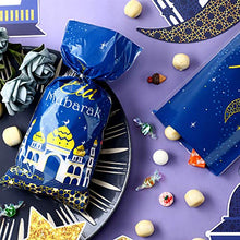 Load image into Gallery viewer, 100 Pieces Eid Mubarak Party Treat Bags, Ramadan Theme Printed Pattern Gift Bags Cellophane Clear Plastic Goodie Favor Bags with Silver Twist Ties for Eid Mubarak Party