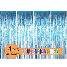 Load image into Gallery viewer, Metallic Tinsel Curtains/Foil Curtain/Streamers Backdrop Fringe Curtains for Birthday Wedding Party,DIY Photo Booth Decorations, Door Window Backdrop Background Photo Props(1x2.5m) (Light Blue)