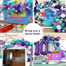 Load image into Gallery viewer, 144Pcs Mermaid Tail Balloons Arch Garland Kit, Green Purple Metallic Confetti Pink Blue Latex Balloons for Mermaid Theme Birthday Party Supplies Under the Sea Party Decorations with 4Pcs Balloon Tools