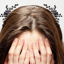 Load image into Gallery viewer, 2 Pcs Black Teardrop Small Hair Comb Women Rhinestone Hair Piece Bridal Hair Clip for Her Party Headpiece