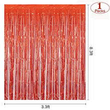 Load image into Gallery viewer, GRESAHOM Red Foil Fringe Curtain 3ft x 8.3ft, 1 Pack Red Metallic Tinsel Curtain Birthday Decorations, Foil Curtain for Birthday Graduation Wedding Engagement Bridal Shower Bachelorette Holiday Party