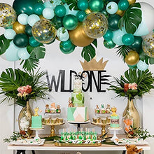 Load image into Gallery viewer, Green Balloons Arch Kit, Jungle Safari Tropical Balloons Garland with Green Metallic Gold Balloons and Leaves for Wild One 1st First Birthday Baby Shower Wedding Party Supplies.